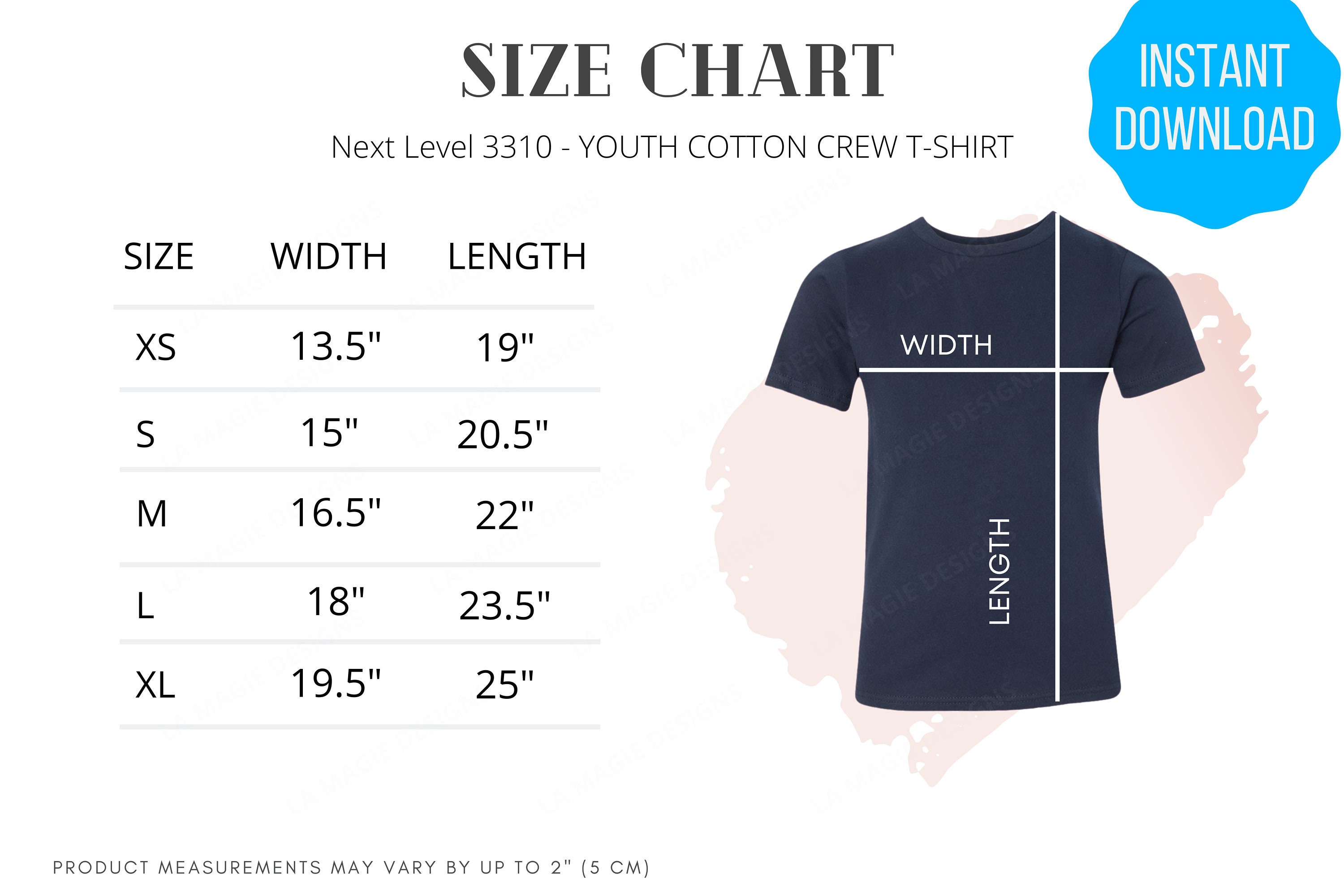 Next Level 3310 Size Chart 3310 Youth Cotton Crew T-shirt Mockup ...
