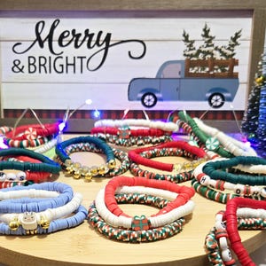 Christmas Bracelet | Set of 3 & 2 | Heishi Bracelet | Clay beads Bracelet | Christmas gift