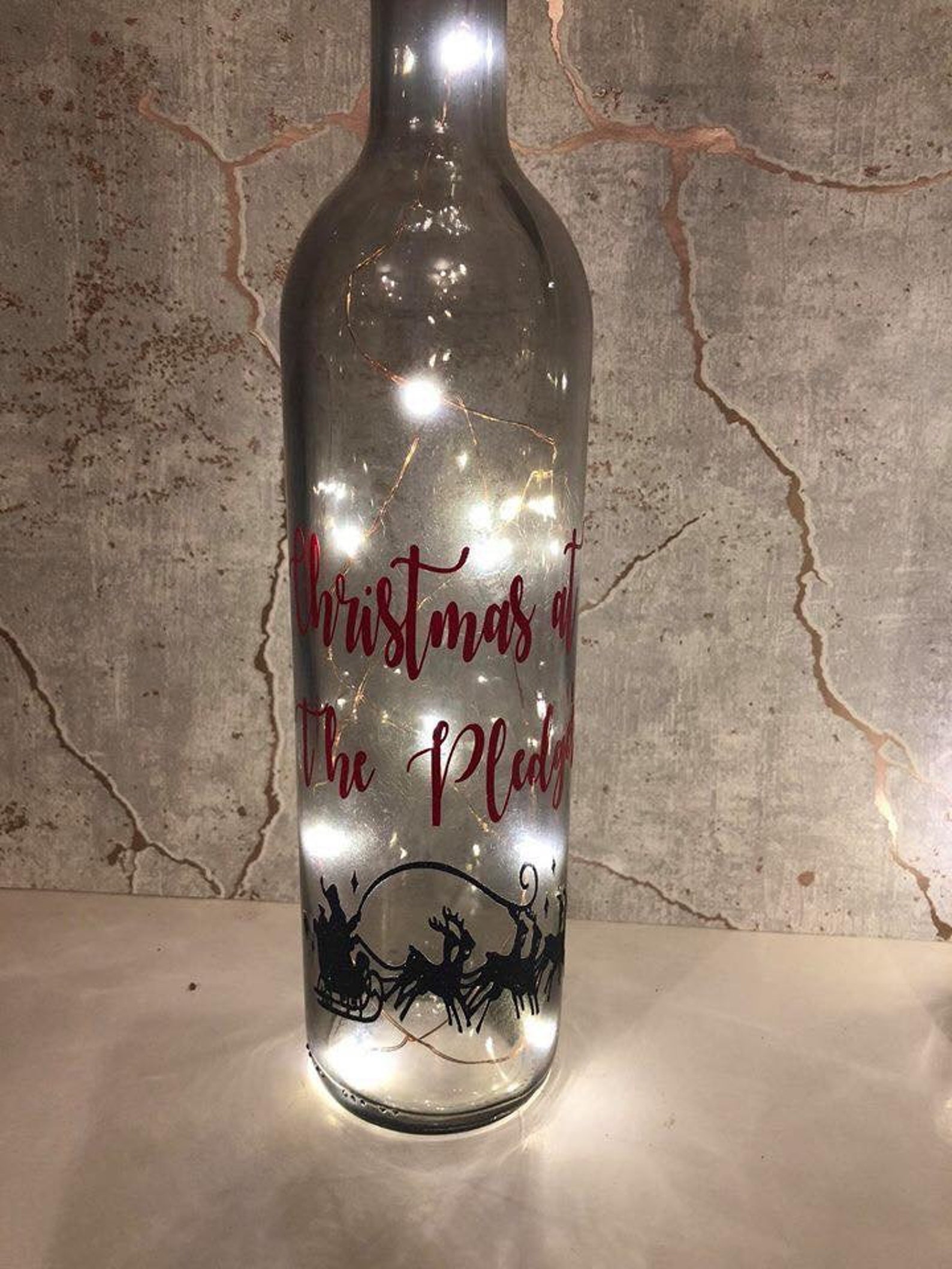 Christmas light up bottle. Merry & Bright. Christmas Etsy