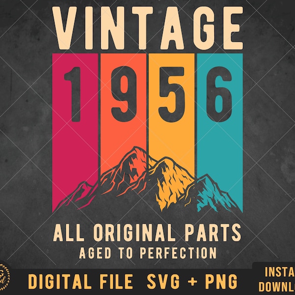 Vintage 1956 Limited Edition 68th Birthday SVG PNG | All Original Parts | Birthday Gift Idea | Digital Download