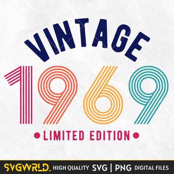 Vintage 1969 Limited Edition 55th Birthday SVG PNG | All Original Parts | Birthday Gift Idea | Digital Download