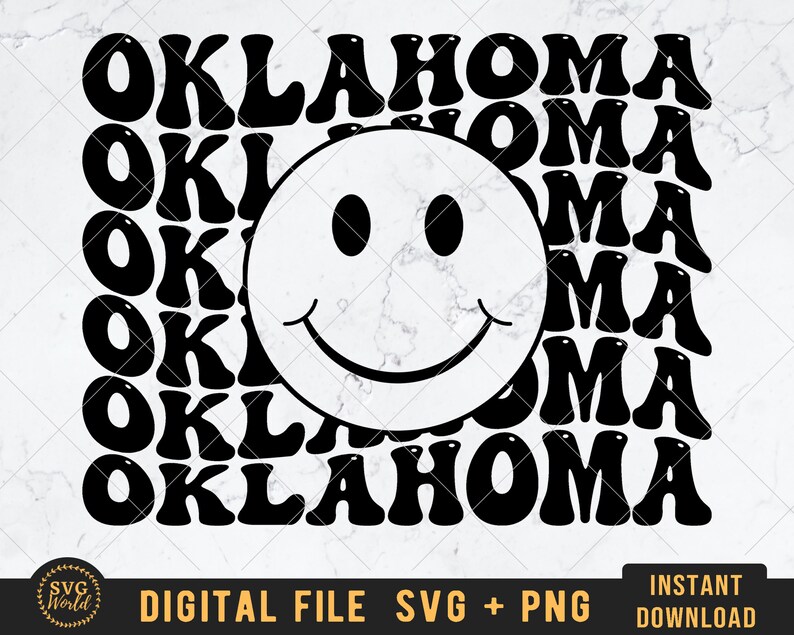 Oklahoma Home State Wavy Aesthetic Letters SVG Cut File Etsy