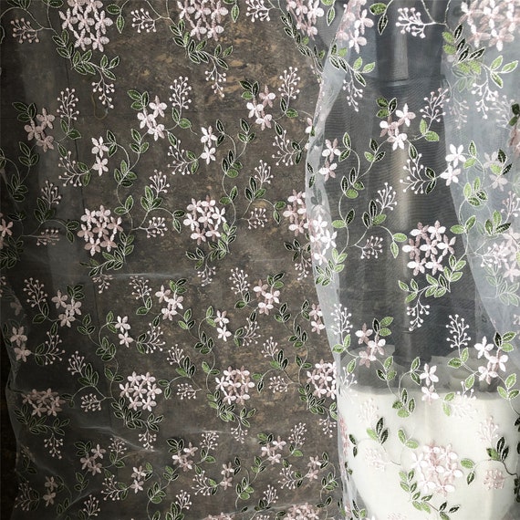 Delicate Floral Embroidery Lace Fabric Materials Mesh Trims Gauze DIY Wedding Bridal Evening Prom Dress lace Crafts 51" Width