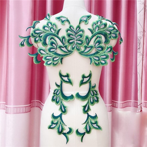 Pailletten-Stoff-Applikation Pfau & Blume – Für Nähen, Kleidung & DIY, Rosa