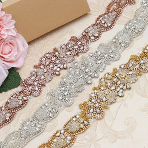 Rhinestone belt Trimming Dress Accessories Hot Fixed Applique attached Crystal Beaded Applique Bridal Accessories for Bridal Gowns Sash Belt