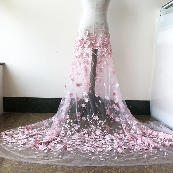 pink embroidered lace dress Pink Tulle 3D Floral Lace Bow-Back Quinceanera Dress with Flutter Sleeves Pink / 2 main image 0