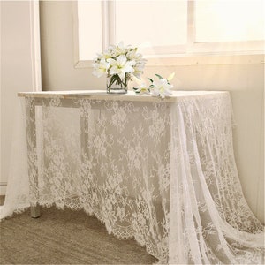 Eyelash Lace Fabric Embroidery Floral Lace Mesh 150*300 cm per piece DIY Bridal Wedding Full Evening Dress Table Runner