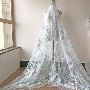 Exquisite Stickerei Tüll Spitze Blume Stickerei Floral Spitze Trims Braut Schleier Spitze Nähen Ergänzung für Abend Party Kleid Kostüme