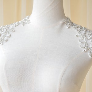 Mirror Pair Bridal Shoulder Applique Rhinestone Crystal Patches For Wedding Dresses DIY Party Costumes