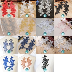 ミラーペアコード付き花柄刺繍縫製アップリケ刺繍レースパッチウェディングアクセサリークラフトプロジェクトダンスコスチューム