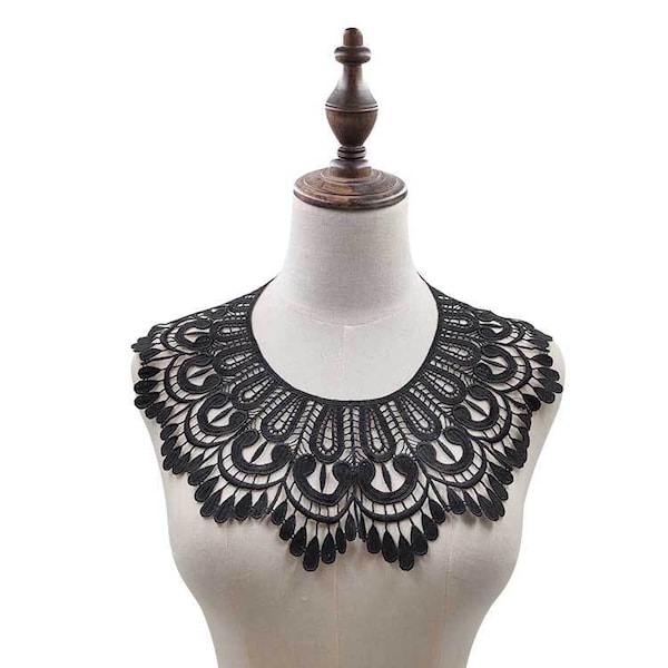 Neckline Neck Collar Trim Guipure Embroidered Floral Lace Clothes Sewing Applique Edge Embroidery Lace Patch for Dress Craft Object 1 Piece