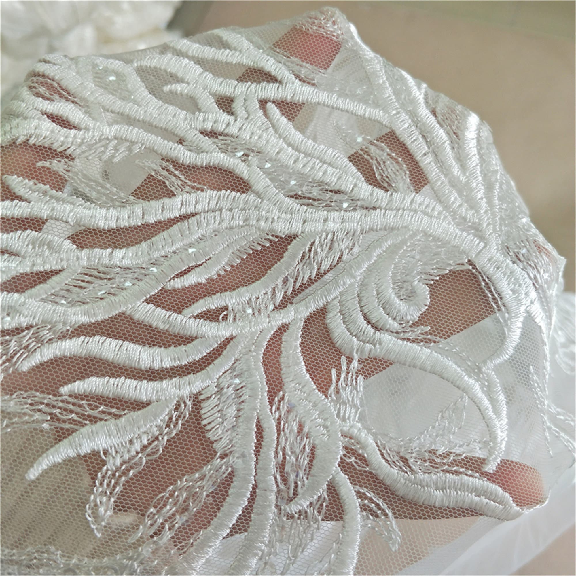 Vintage off White Sequins Lace Fabric Embroidery Flower Lace - Etsy