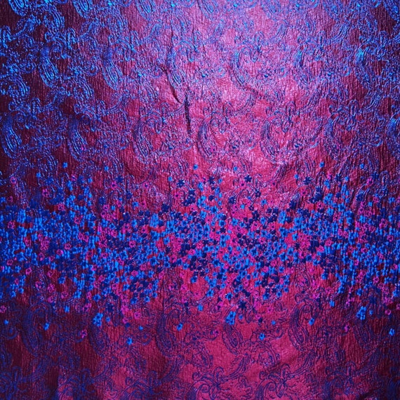 Purple Blossom Brocade Dress Fabric Blue Flower Jacquard