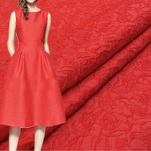 Rose Flower Veins Brocade Fabric Flora Jacquard Fabric Haute Couture Fabrics For Formal Suit Apparel 57 inches Width Sold By Yard