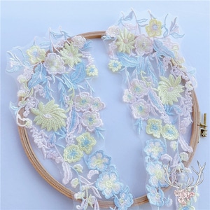 Colorful Flower Embroidery Lace Applique Lace Motif Embroidery Summer Lace Patch Appliques for Evening Gown Dress Dance Costume 1 Pc