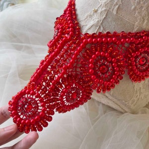 Bling Beaded Flower Applique Beaded Flower Bohemian Embroidery Sewing patch with Rhinestone Details for Dance Dress Party Costumes Decor
