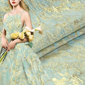 Elegant Brocade Fabric Gold Flora Jacquard Cloth Haute Couture Fabrics For Formal Suit Apparel 51.9 inches