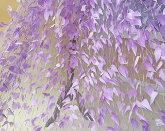 Lavender Feather Lace Fabric, 3D Tulle Mesh for Bridal Wedding Dress, Haute Couture Evening Gown, DIY Crafting Material by the Yard