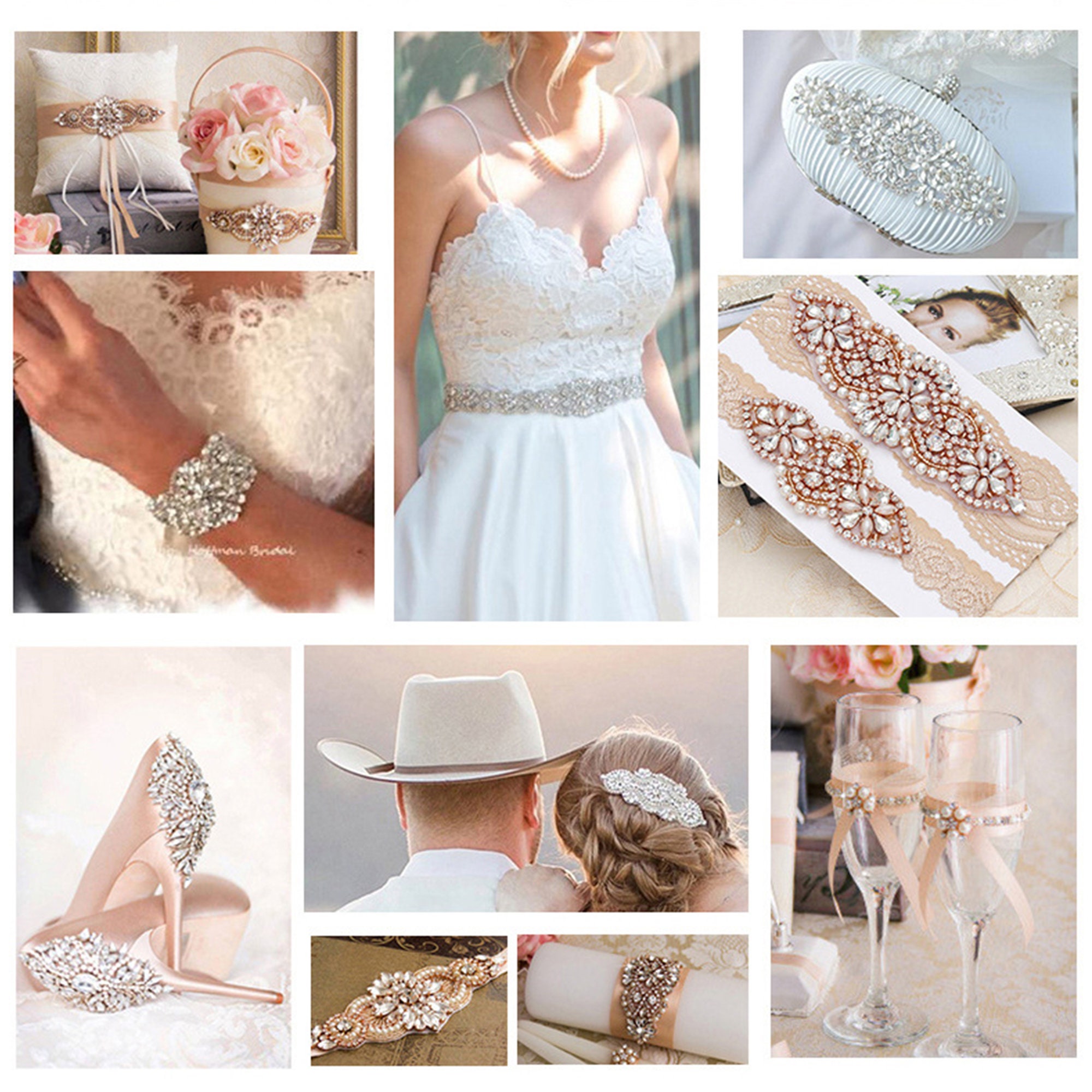 Bling Rhinestone Applique Sash Belt Motif Wedding Belt 