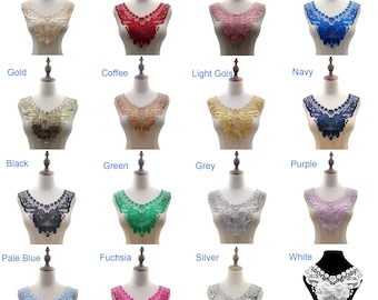 Embroidered Guipure Lace Neckline Polyester Silk Embroidery Corsage Three-Dimensional Hollow Fake Collar Clothing Decorative Sticker