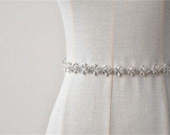 Crystal Applique, Rhinestone Satin Ribbon Applique,Diamante AppliquesTrims for Bridal Dress Sash Belt ,Shoulder Straps,Garter