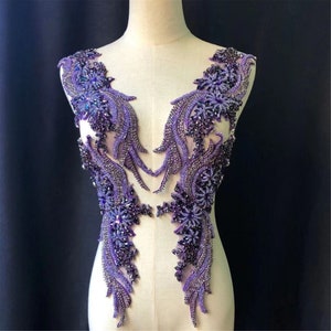 Strass Französische Perlen Applikation Strass Applikation Kristall Blumen Patches Stickerei Perlen Nähen Applikationen für Brautkleid Abendkleid
