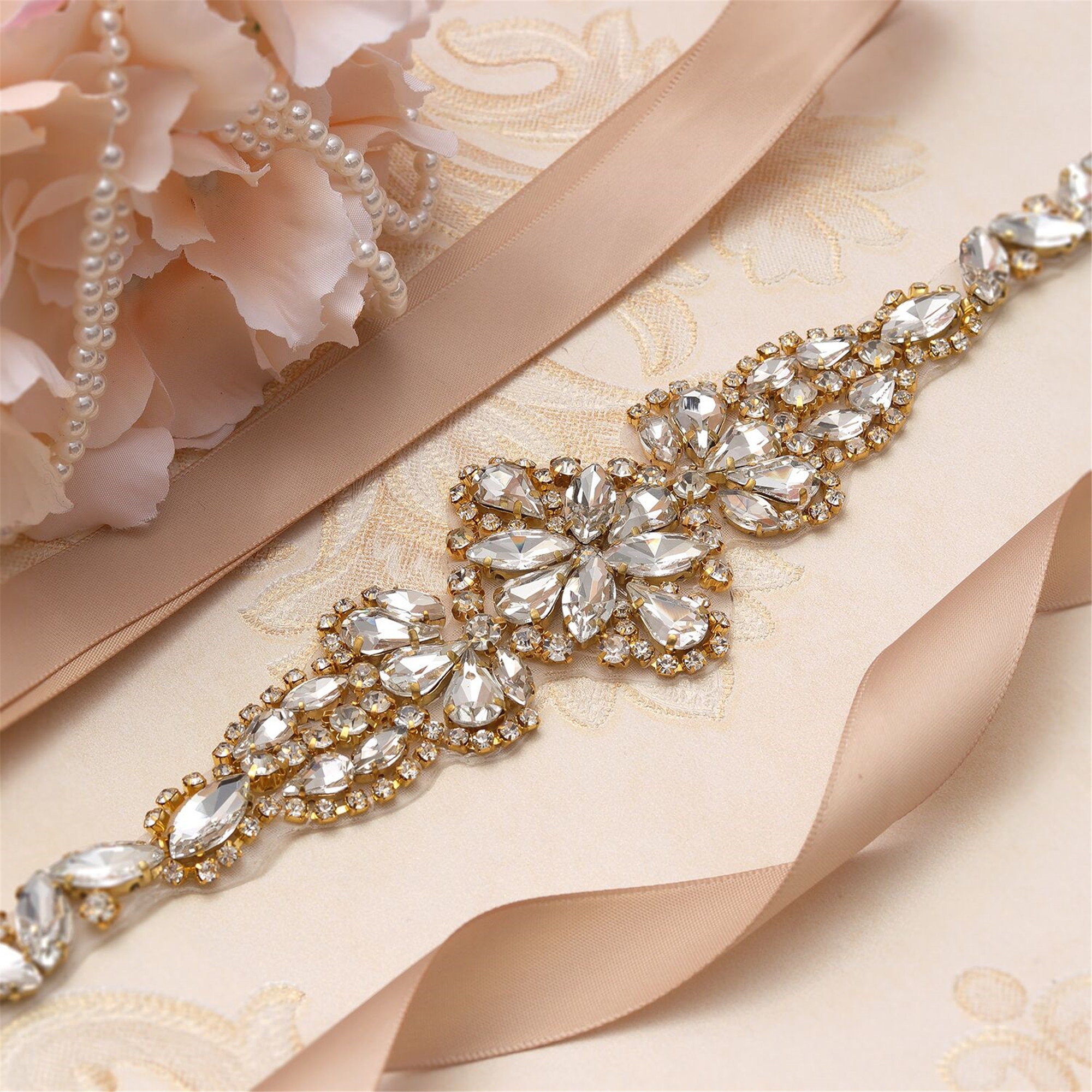 Ball Gown Rhinestone Sash For Wedding Dress Crystal Dress 