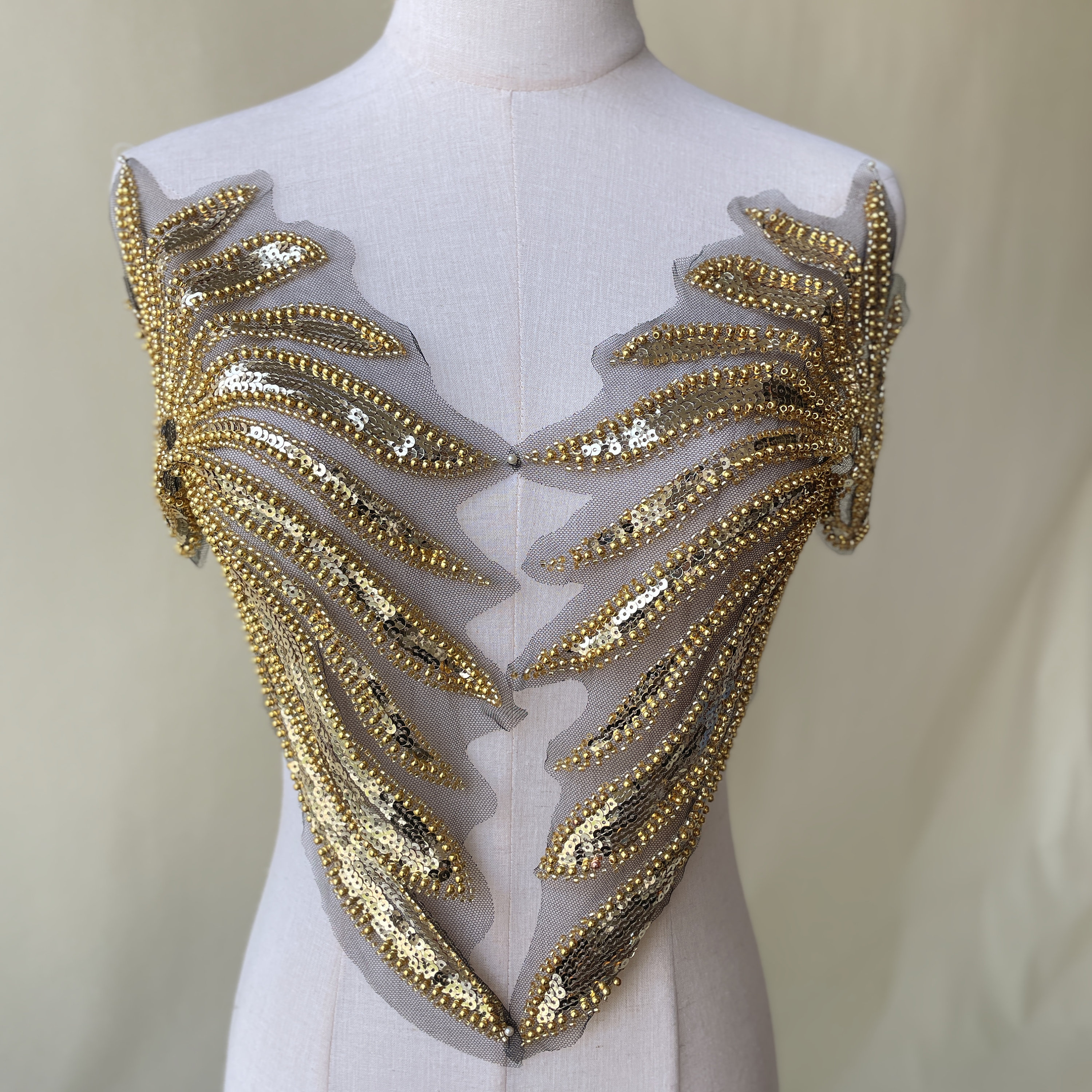 Angel Wing Lace Appliques - 1 Pair Gray Shoulder Patches For Costumes, Dresses & DIY