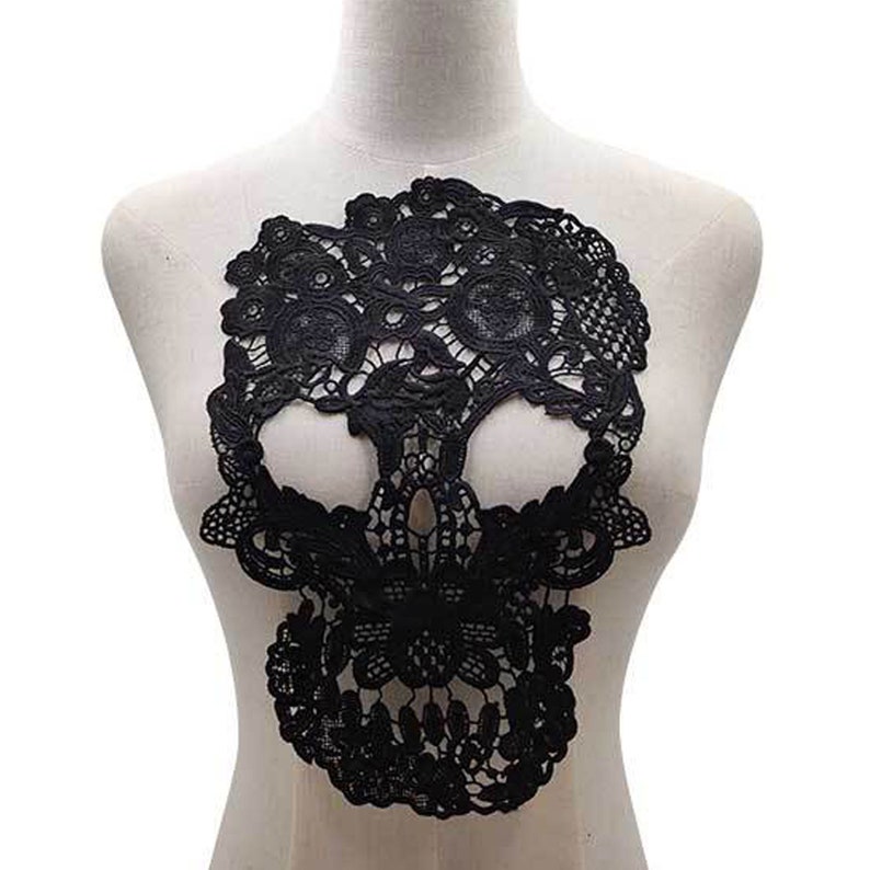 Skeleton Skull Guipure Embroidered Applique Bones Cool Sewing Applique DIY Accessories for Halloween Ghost Costumes 1 Piece 