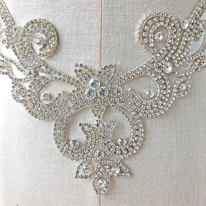 Iron on Rhinestone Applique Vneck Diamante Neckline Evening Etsy
