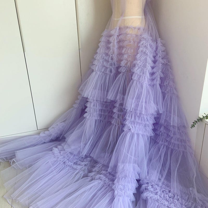 Tulle Ruffle Robe Fluffy Train Prom Dress - Etsy