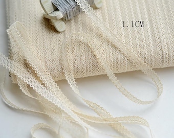 5Y Ivory Cotton Lace Trim, Vintage Scalloped Eyelet Ribbon for Sewing, Shabby Chic Crochet Lace Edging, Junk Journal Craft Supplies