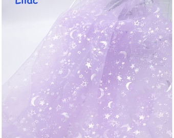 Glitter Galaxy Rainbow Print Tulle lace fabric Soft Mesh Constellation Lace Fabric Soft Tulle Fabric For Party Dress, Tutu, Princess dress