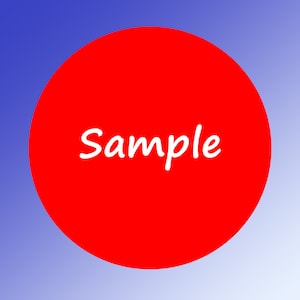 May include: A red circle with the word "Sample" written in white text.