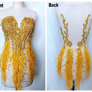Luxus Strass Mieder Applikation Perlen Feder trimmt Stich Patch für Kostüm Ballkleid Abendkleid 1 Stück