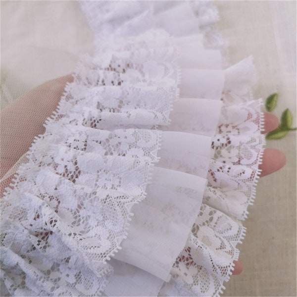 Exquisite Lolita Dress Lace Edge Princess Cuff Lace Trims 3 Layers lace Fringe for Party Costumes Princess Lace Court Skirts Sold By Yard