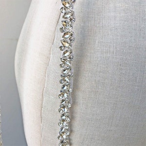 Rhinestone Crystal Trimming Diamante Belt Iron on Appliques for Wedding Dress Straps Sash Belt Headband Custom length