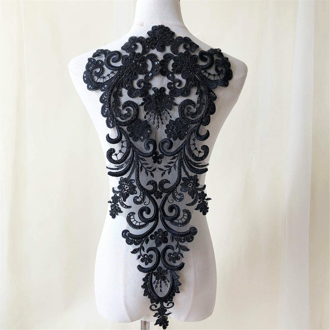 Stunning Beading Lace Applique Embroidery Flower Lace Patch With Beads