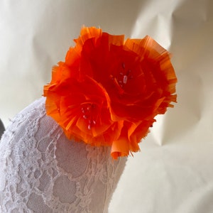 Orange Customized Flower Handmade Natural Feather Flower Embellishment Millinery Goose Feather for Hat Making Fascinators Decoration