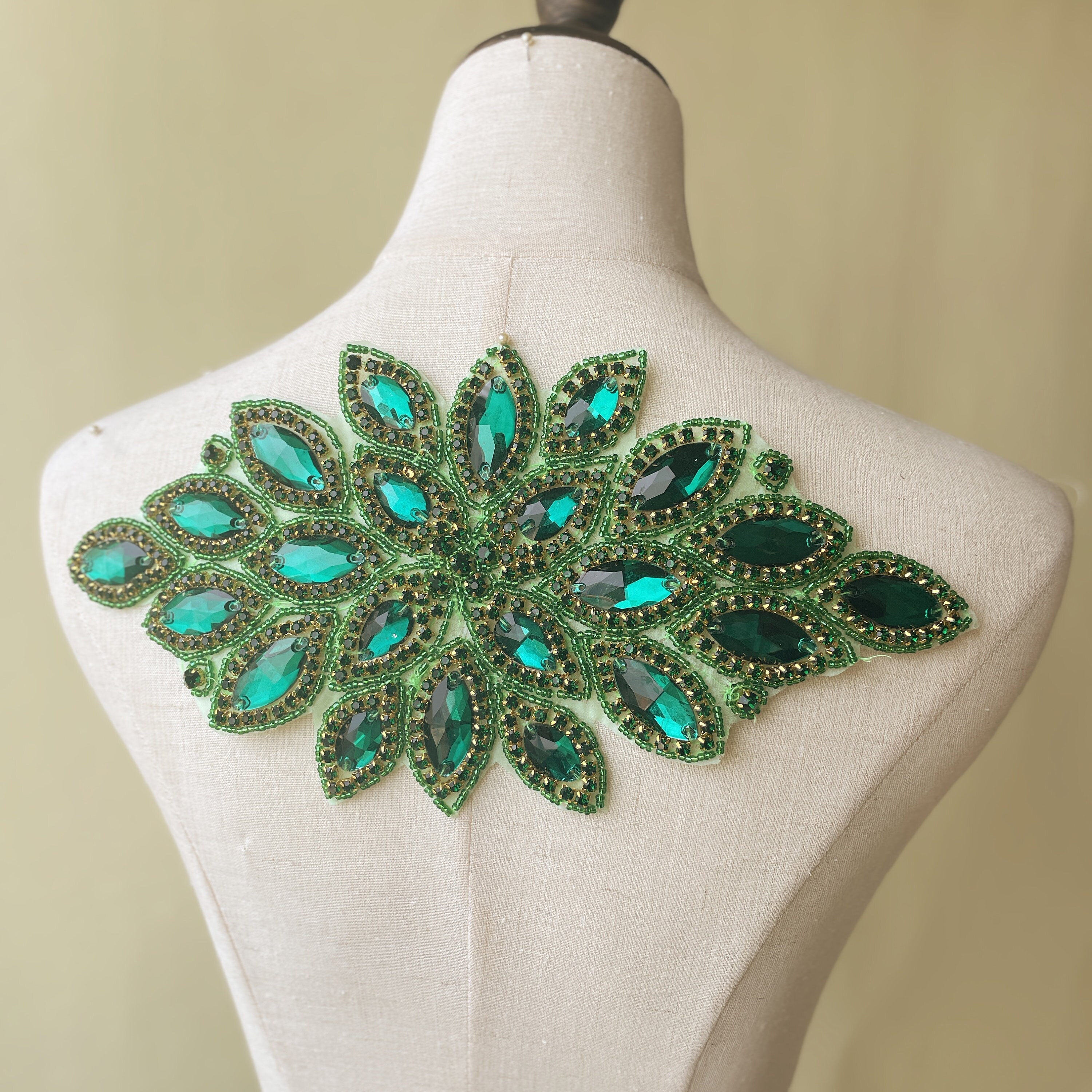 Green flower belt with rhinestones, lace, and beads NWOT Green Lace Belt - Etsy main image 3