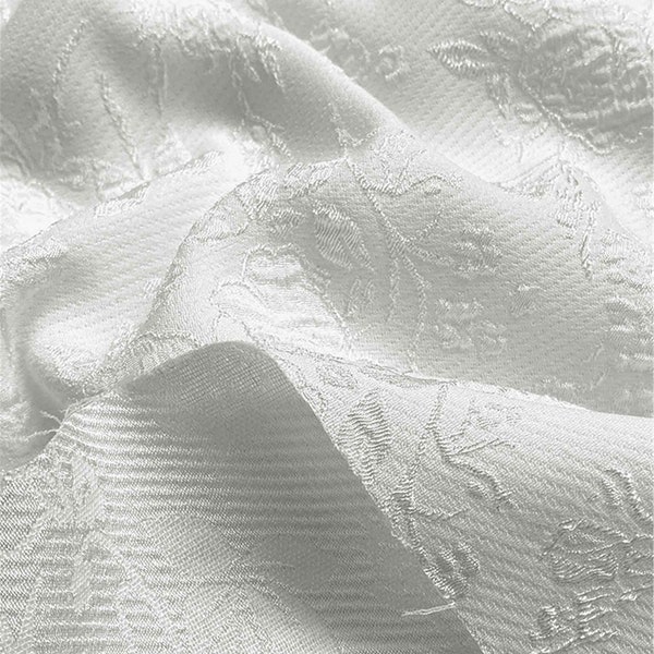 Blanc Floral Broderie Tissu Brocart Tissu Jacquard Emboss Jacquard Coupe-Vent Tissu Robe Fabrication Tissu pour Costume Robe