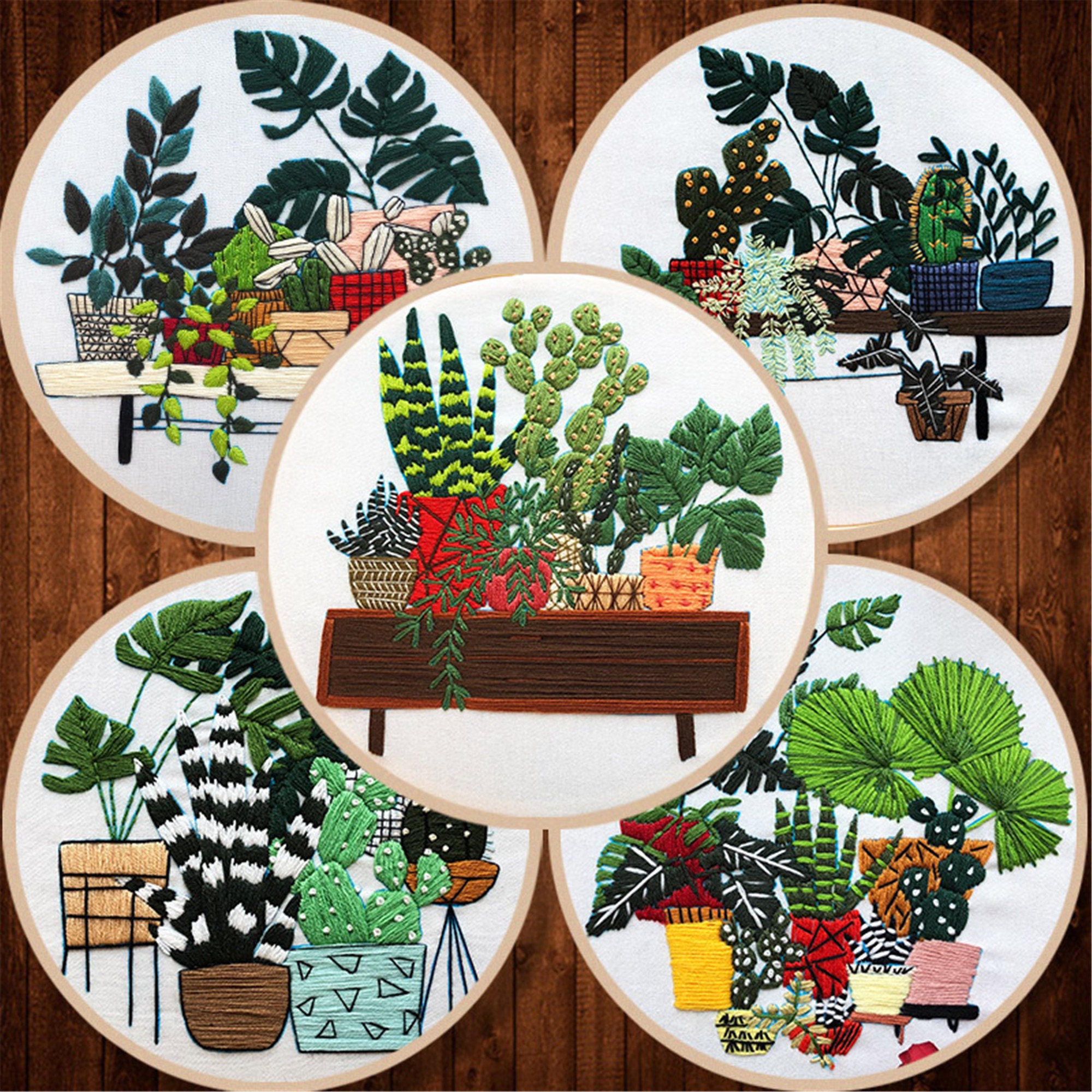 Potted plant decoration embroidery stamped embroidery kit  etsy Potted plant decoration embroidery stamped embroidery kit  etsy