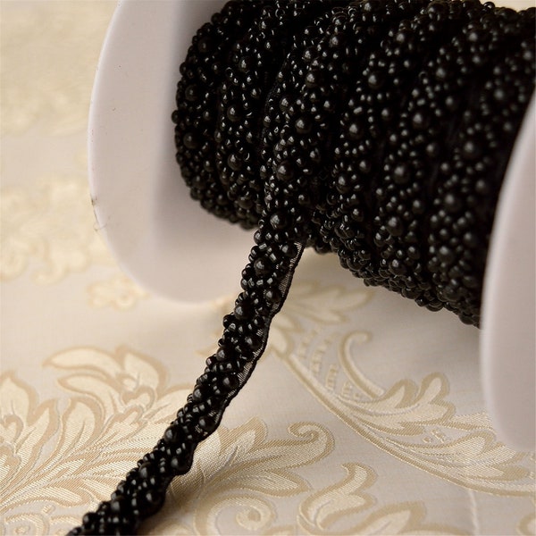 Black Beading jewelry Trim Beads Macrame Ribbon for Prom Dress Shoulder Strap Bridal sashes,craft projects Sold by 1 Yard