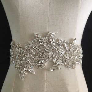 Clear Rhinestone applique,Sparkling Crystal Appliques Trims,Embroidery Crystal Patch for Wedding Dress,Evening Gown
