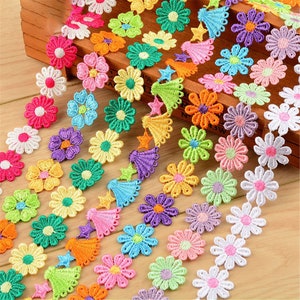 Daisy Sun Flower Decorating Lace Embroidered Trim Ribbon for Bridal Wedding Decorations, Sewing DIY Making and DIY Crafts