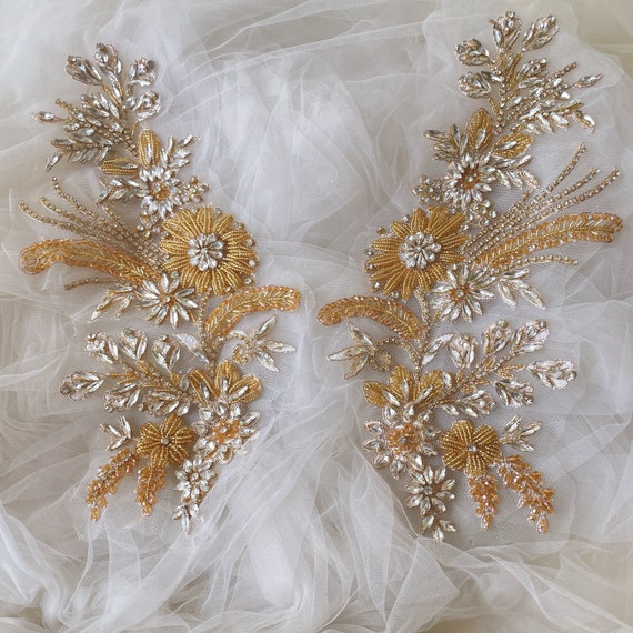 Applicazione Di Strass Fatti A Mano Su Rete Bianca – Perfetta Per Personalizzare Vestiti E Accessori (champagne) - 3