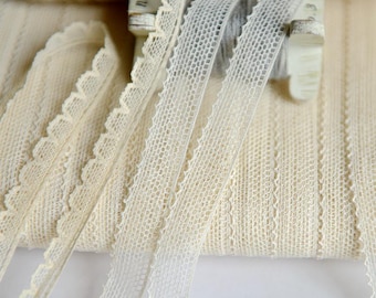 Beige Lace Trim, Small Scalloped Lace Ribbon, Tiny Lace for Doll Clothes, Gift Wrapping, DIY Crafts, Cottagecore Sewing Trim