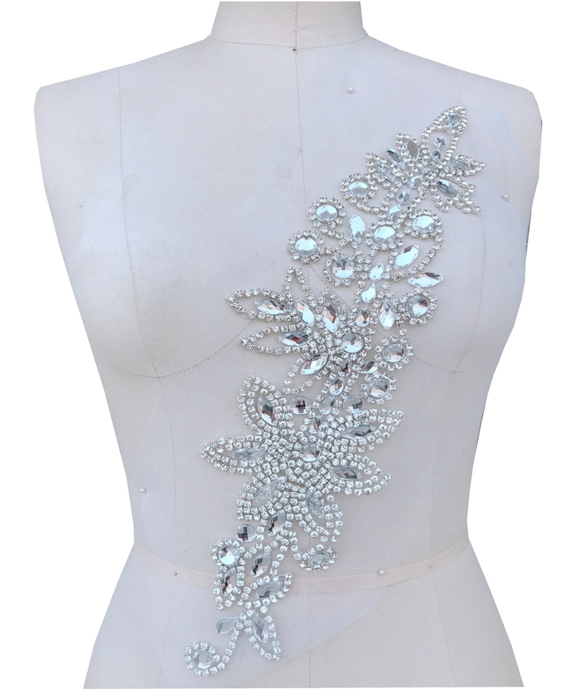 Rhinestone Flower Applique Dress Colorful Stones Beaded Etsy