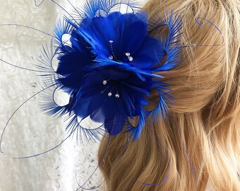 Feather Flower with Beads Millinery Feather Flower Handmade Dye Feather Flower Mount for Party Addition Hat Making Fascinators Decoration