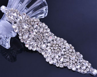 Bling Rhinestone Applique Sash Belt Motif Wedding Belt 